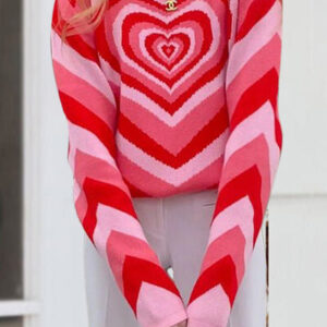 Lucky Valentine Heart Graphic Mock Neck Long Sleeve Sweater | 4 Colors