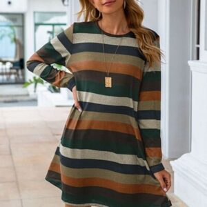 Round Neck Long Sleeve Dress | 4 Colors