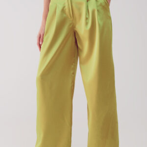 Palazzo Pleated Pants in Acid Lime