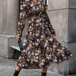 Floral Long Dress with Flounce Sleeve